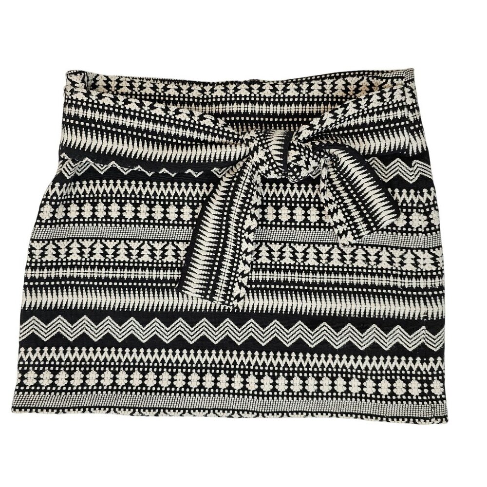 Parker‎ Womens XS Mini Skirt Black White Stripe Aztec Hippy Mosaic Boho Summer